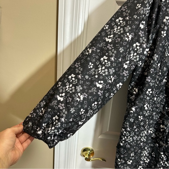 Woman Within Black Floral Removable Liner Rain Jacket - Picture 2 of 9